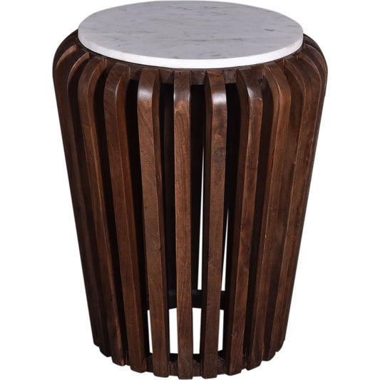 Table d'appoint Alisha - Marbre blanc/marron