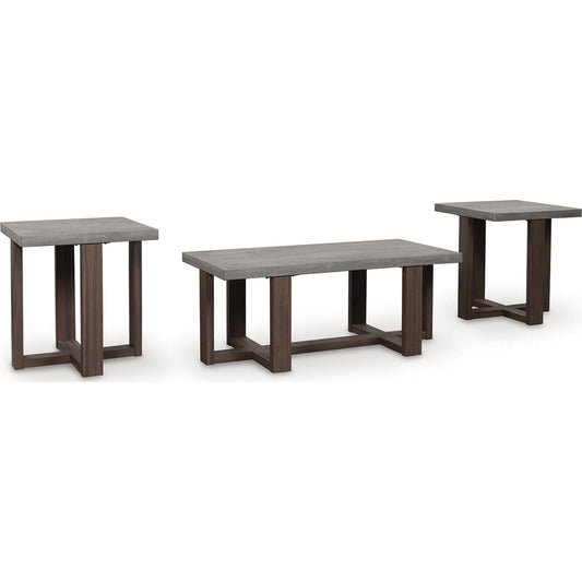 Tables Dynnford (lot de 3) - Gris/Marron