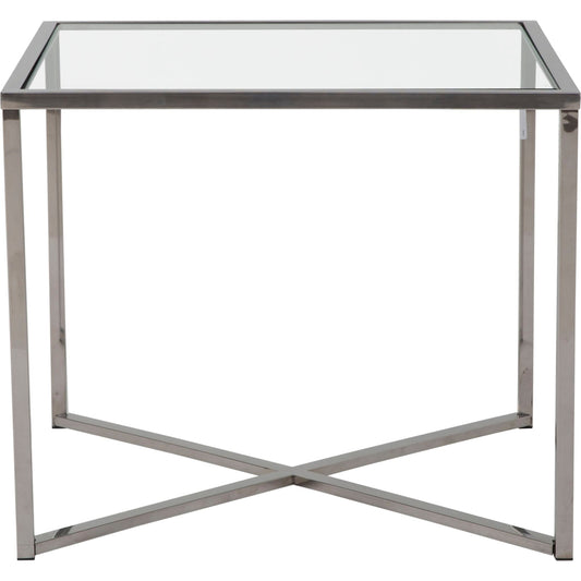 Table d'appoint croisée en verre