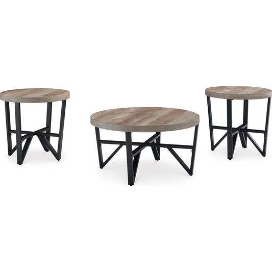 Lot de 3 tables Deanlee - Brun grisâtre/noir