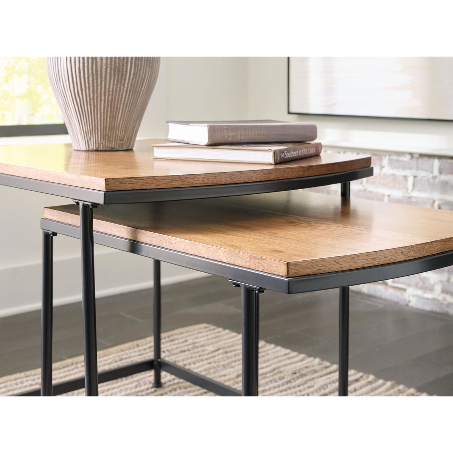 Tables gigognes Drezmoore (lot de 2) - Marron clair/noir