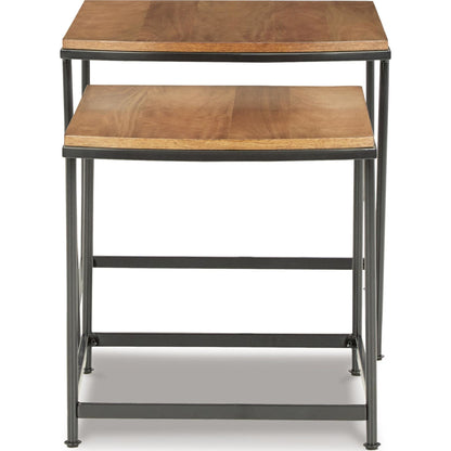 Tables gigognes Drezmoore (lot de 2) - Marron clair/noir