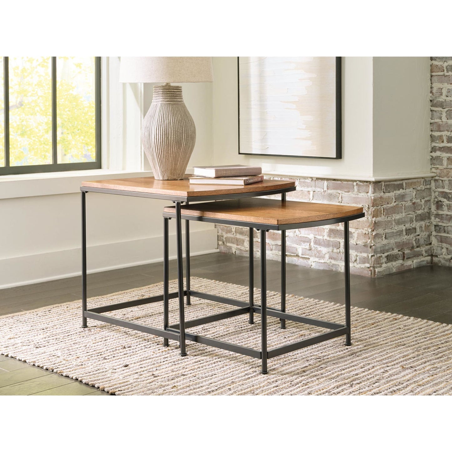 Tables gigognes Drezmoore (lot de 2) - Marron clair/noir