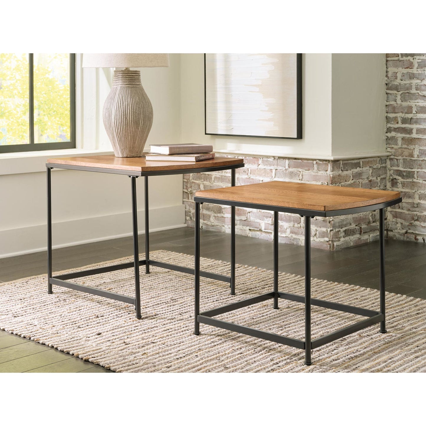 Tables gigognes Drezmoore (lot de 2) - Marron clair/noir