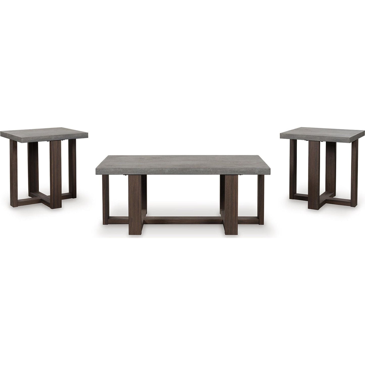 Tables Dynnford (lot de 3) - Gris/Marron