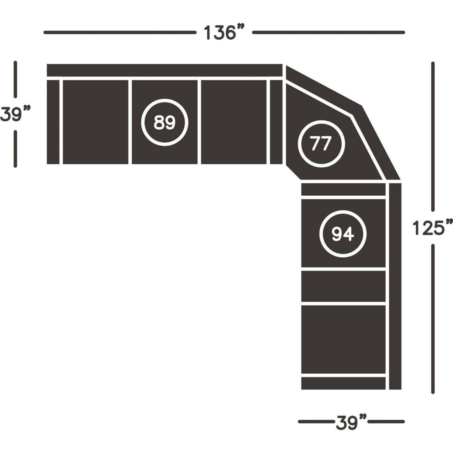Canapé inclinable double Acieona avec table rabattable - Ardoise