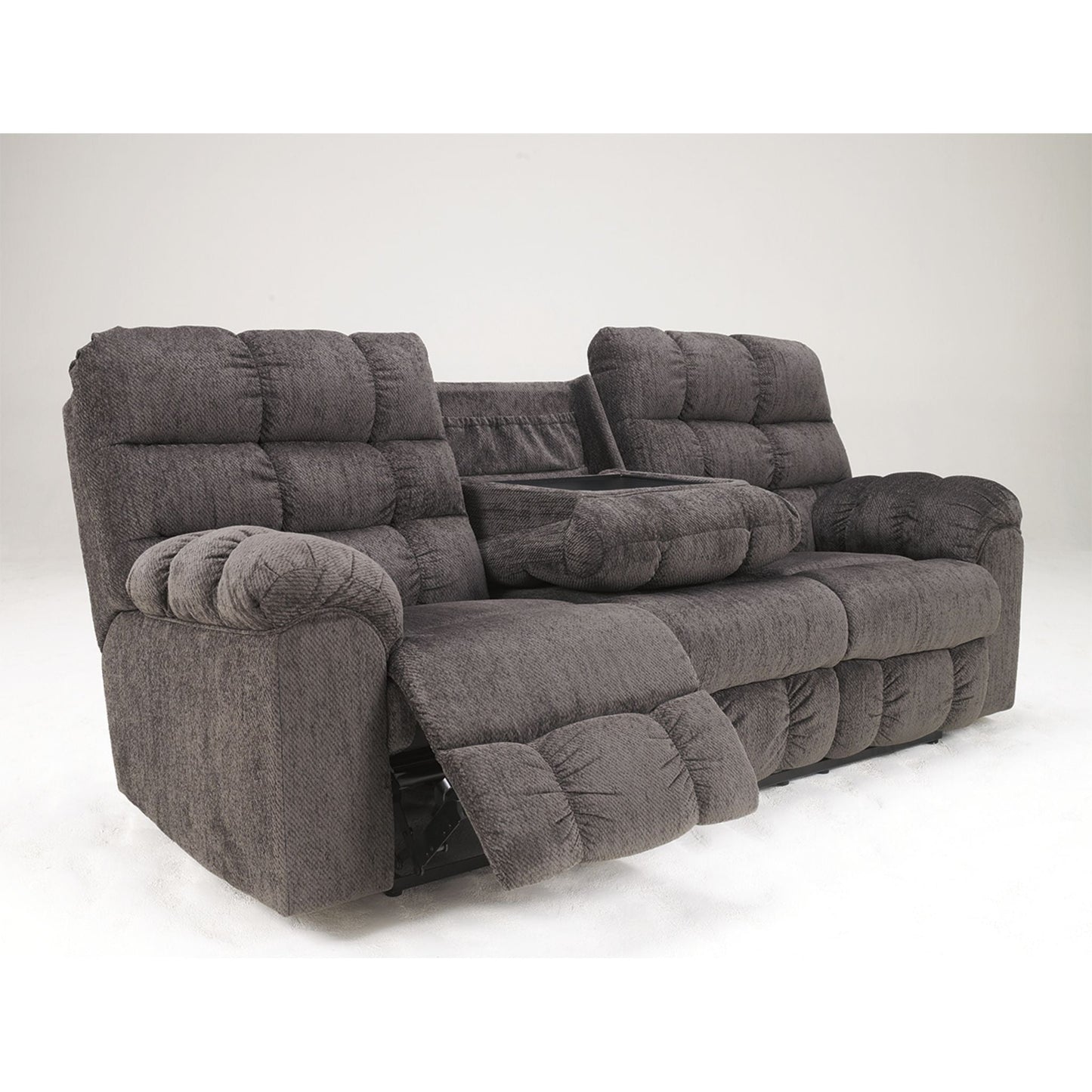 Canapé inclinable double Acieona avec table rabattable - Ardoise