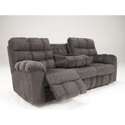Canapé inclinable double Acieona avec table rabattable - Ardoise